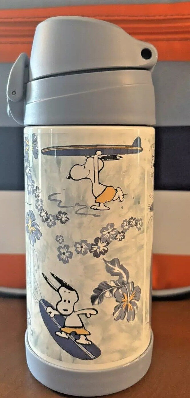 SNOOPY Pottery barn school Peanuts Water Bottle +Utensil Set Disney Beach Star n