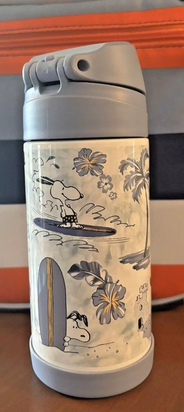 SNOOPY Pottery barn school Peanuts Water Bottle +Utensil Set Disney Beach Star n