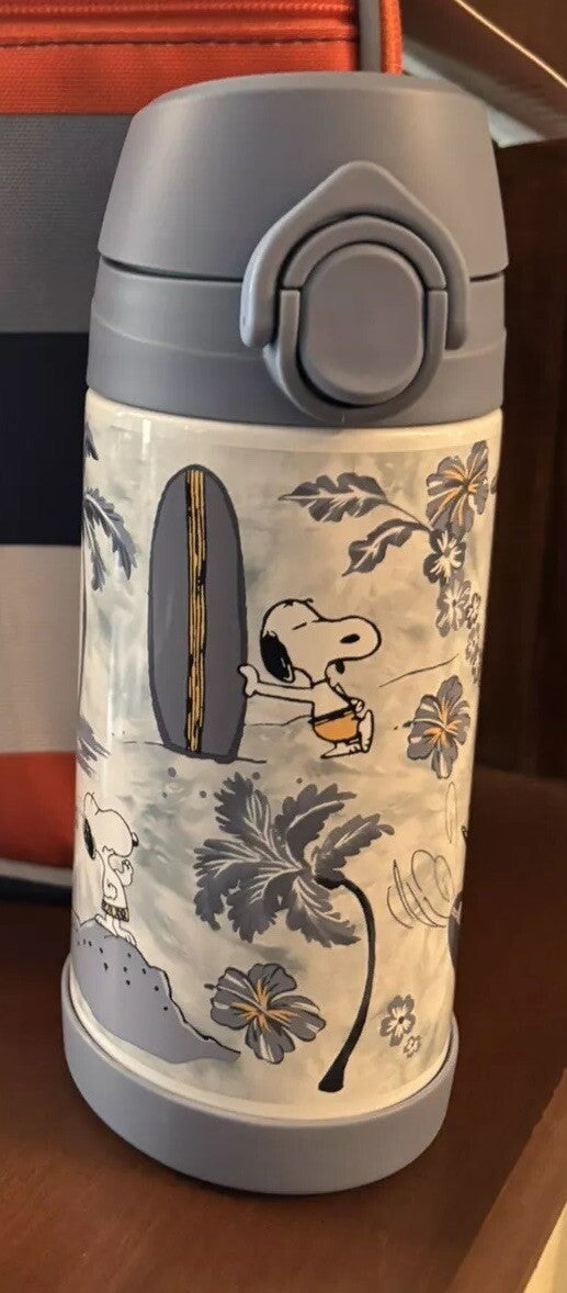 SNOOPY Pottery barn school Peanuts Water Bottle +Utensil Set Disney Beach Star n