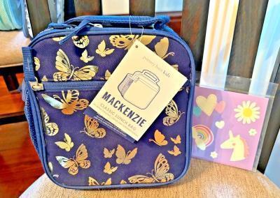 Pottery barn school LUNCH BOX+BENTO+ UTENSIL SET travel hot wheels floral Kitty