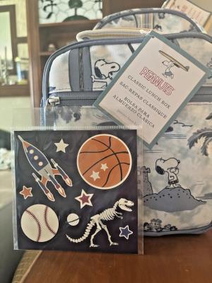 Pottery barn school LUNCH BOX+BENTO+ UTENSIL SET travel hot wheels floral Kitty