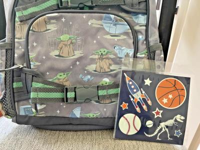 Pottery Barn School Snoopy Star War BACKPACK LUNCH travel Bag Mandalorian boy .