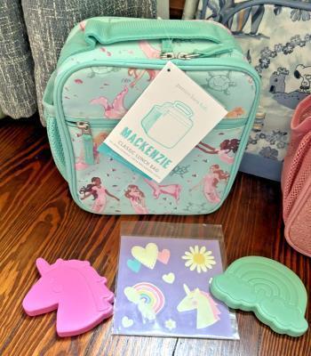 Pottery Barn School Disney Glitter Snoopy LUNCH BOX travel Bag set Barbie girl .