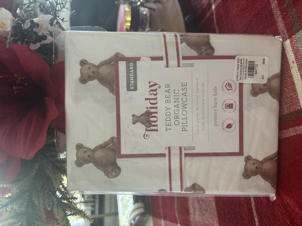 Pottery Barn holiday Christmas Teddy Bear kid Disney Pillowcase gift birthday