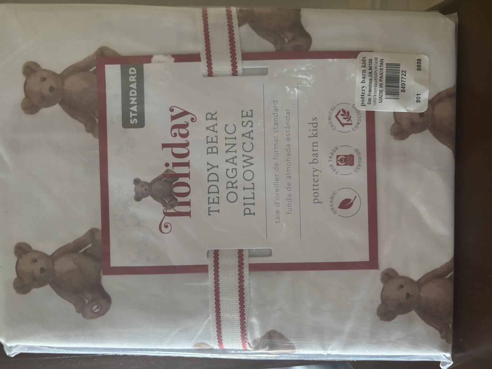 Pottery Barn holiday Christmas Teddy Bear kid Disney Pillowcase gift birthday